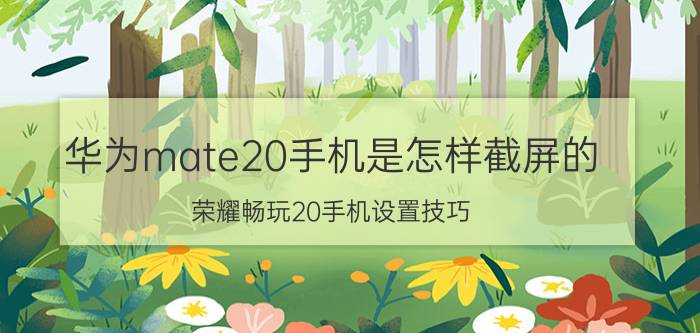 华为mate20手机是怎样截屏的 荣耀畅玩20手机设置技巧？